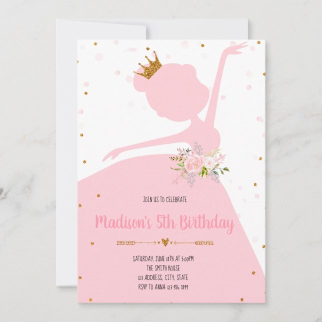 Inbjudan för Princessdansparty (Framsida)