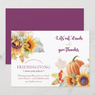 Inbjudan för pumpasolrosFriendsgiving knytkalas