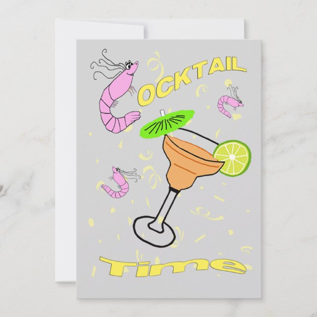 Inbjudan för räkatecknadcocktailparty (Framsida)