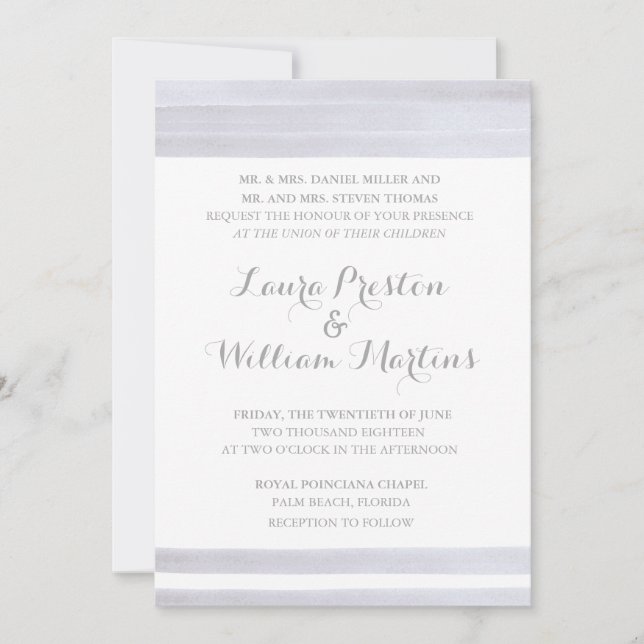 Inbjudan för randvattenfärgbröllop (Framsida)