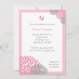 Inbjudan för rosa- och gråttDahliababy shower med