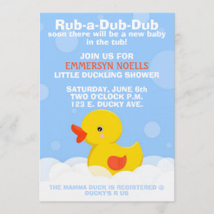Inbjudan för RUB--A-DUB-DUBbaby shower/födelsedag