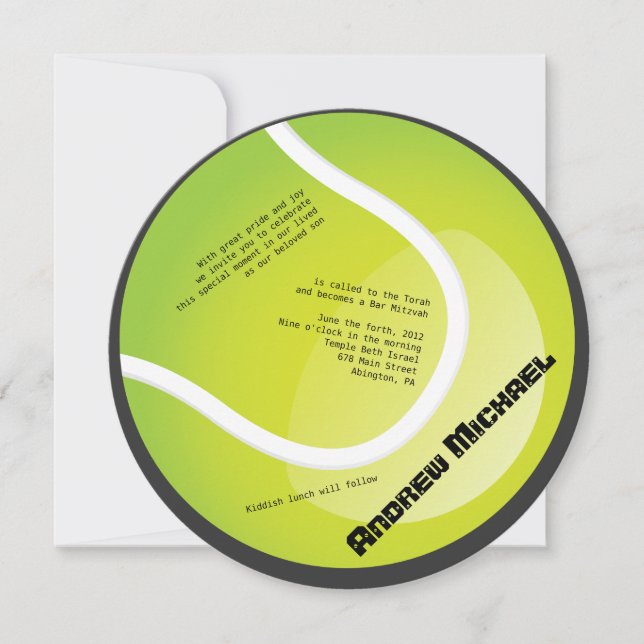 Inbjudan för runda för TENNISpub bat mitzvah (Framsida)