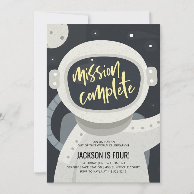 Inbjudan för rymdenastronautfödelsedag (Framsida)