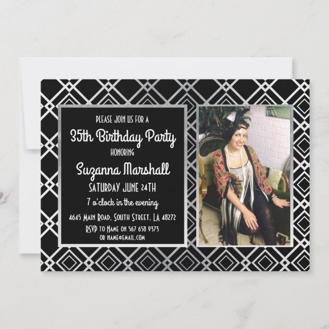 Inbjudan för silver för Gatsby (Framsida)