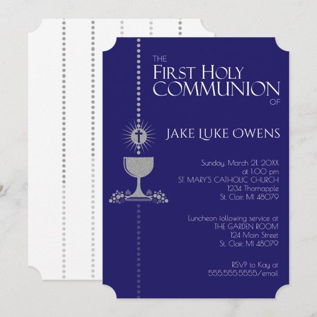 Inbjudan för silverglitterChalis första (Fram/baksida)