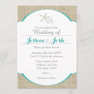 Inbjudan för sjöstjärna för Burlap för