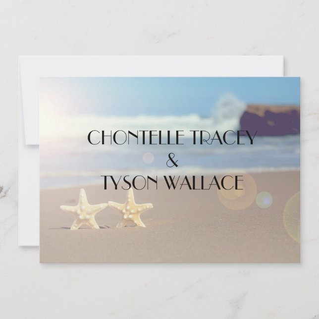 inbjudan för sjöstjärnastrandbröllop (Framsida)