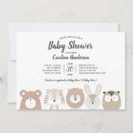 Inbjudan för skogsmark- & djungeldjurbaby shower