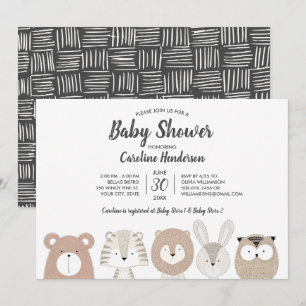 Inbjudan för skogsmark- & djungeldjurbaby shower