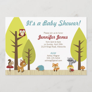 Inbjudan för skogsmarkdjurbaby shower
