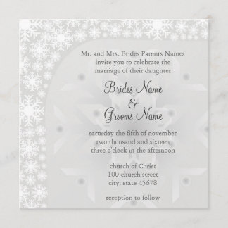 Inbjudan för Snowflakevinterbröllop - isgrått