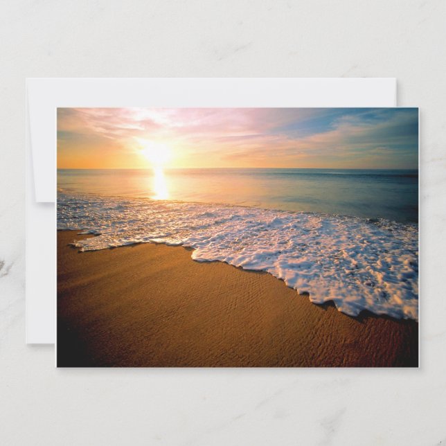 Inbjudan för solnedgångstrandbröllop (Framsida)