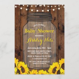 Inbjudan för solros för lantlig burk för baby