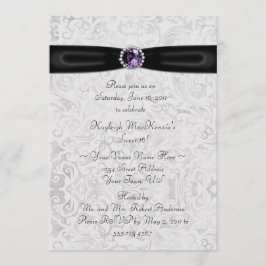 Inbjudan för sötsak 16 för svart silver