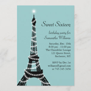 Inbjudan för sötsak 16 för turkos Parisian