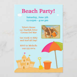 Inbjudan för strandpartyfödelsedag