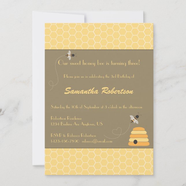 Inbjudan för surrandebifödelsedag (Framsida)