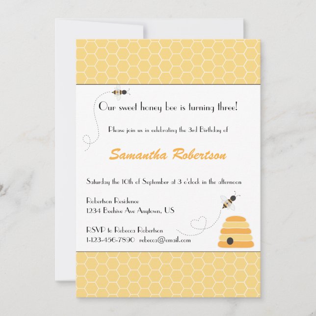 Inbjudan för surrandebifödelsedag (Framsida)