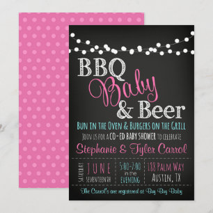 Inbjudan för svart tavla för baby showerBBQ-bebis
