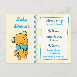 Inbjudan för Tan Baby Shower-Nalle för ljus