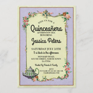 Inbjudan för Tea för tekanna för Quinceanera