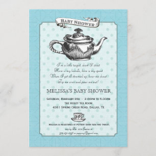 Inbjudan för TeaTime baby shower - Aquablått