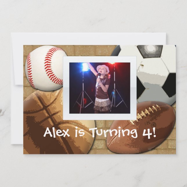 Inbjudan för ungesportfödelsedag (Framsida)