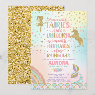 Inbjudan för Unicornsjöjungfru- och fefödelsedag