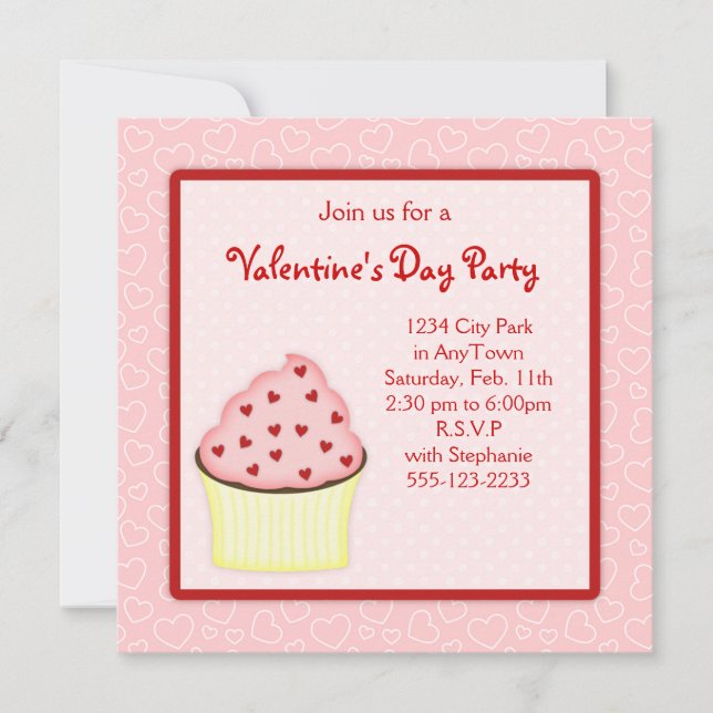 Inbjudan för valentinmuffinparty (Framsida)