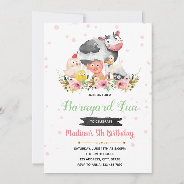 Inbjudan för vårbarnyardfödelsedag (Framsida)