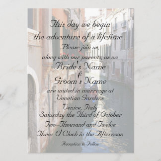 Inbjudan för Venedig Themed bröllop