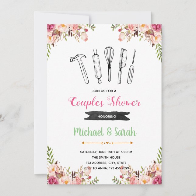 inbjudan för verktyg- och grejduschparty (Framsida)