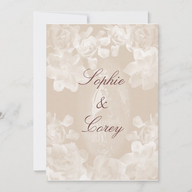 Inbjudan för vintageGardeniabröllop (Framsida)