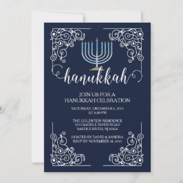 Inbjudan för vintagemenoraHanukkah firande