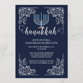 Inbjudan för vintagemenoraHanukkah firande