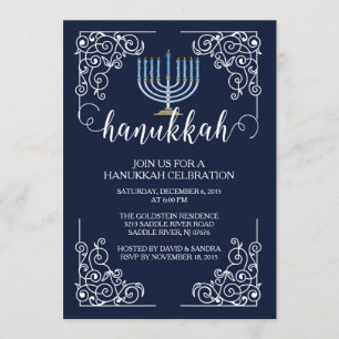 Inbjudan för vintagemenoraHanukkah firande