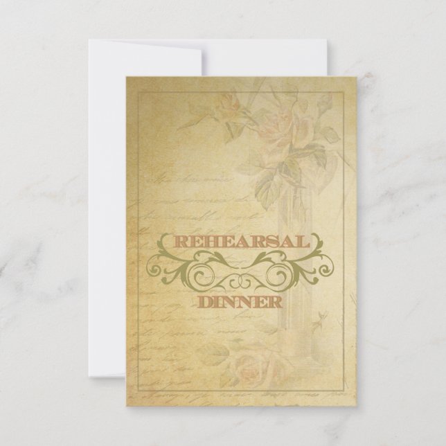 Inbjudan för vintagerosa rosrepetition middag (Framsida)