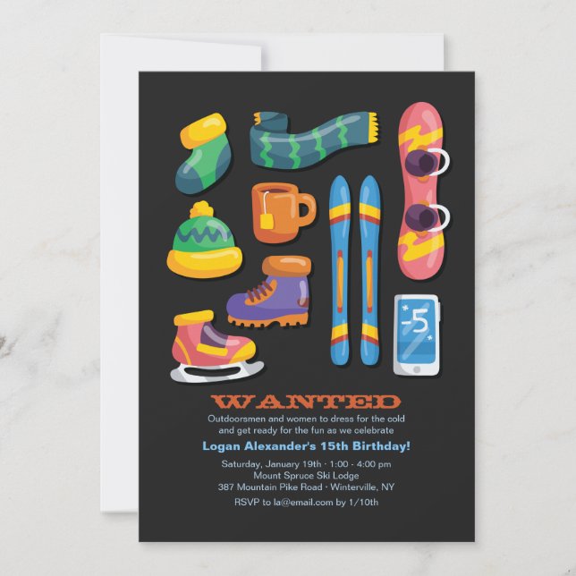 Inbjudan för vintersportnödvändigheter (Framsida)