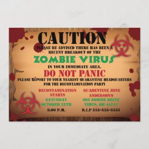 Inbjudan för Zombievirushalloween fest