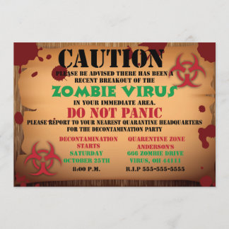 Inbjudan för Zombievirushalloween fest