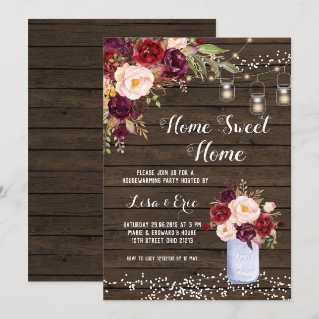 Inbjudan från den rustiska Winter-parten (Fram/baksida)