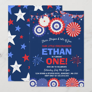 Inbjudan från juli 4e födelsedagen 4 juli Party