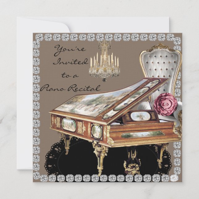 Inbjudan från Piano Skäl Vintage Stil (Framsida)