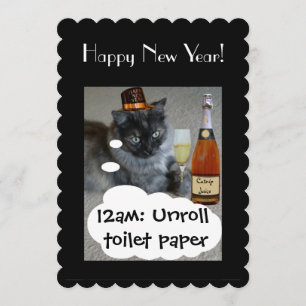 Inbjudan från RoseWrites till gott nytt år (katt)