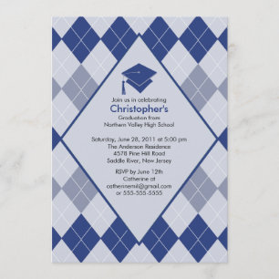 Inbjudan från Studenten Preppy Blue Argyle