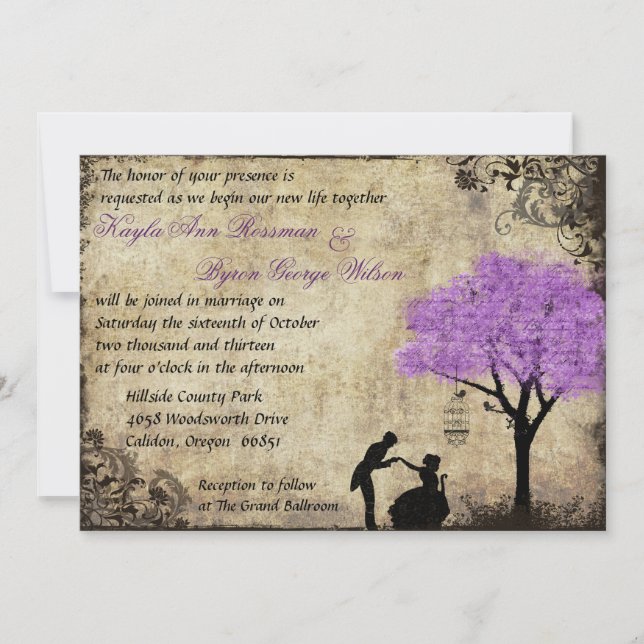 Inbjudan Frieri Vintage bröllop. (Framsida)