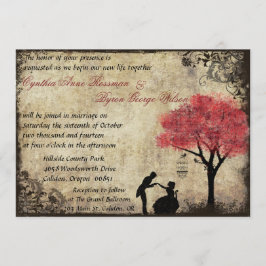 Inbjudan Frieri Vintage bröllop i Röd