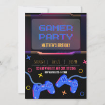 Inbjudan - Gamer Party - Anpassa Namn Ålder