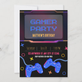 Inbjudan - Gamer Party - Anpassa Namn Ålder